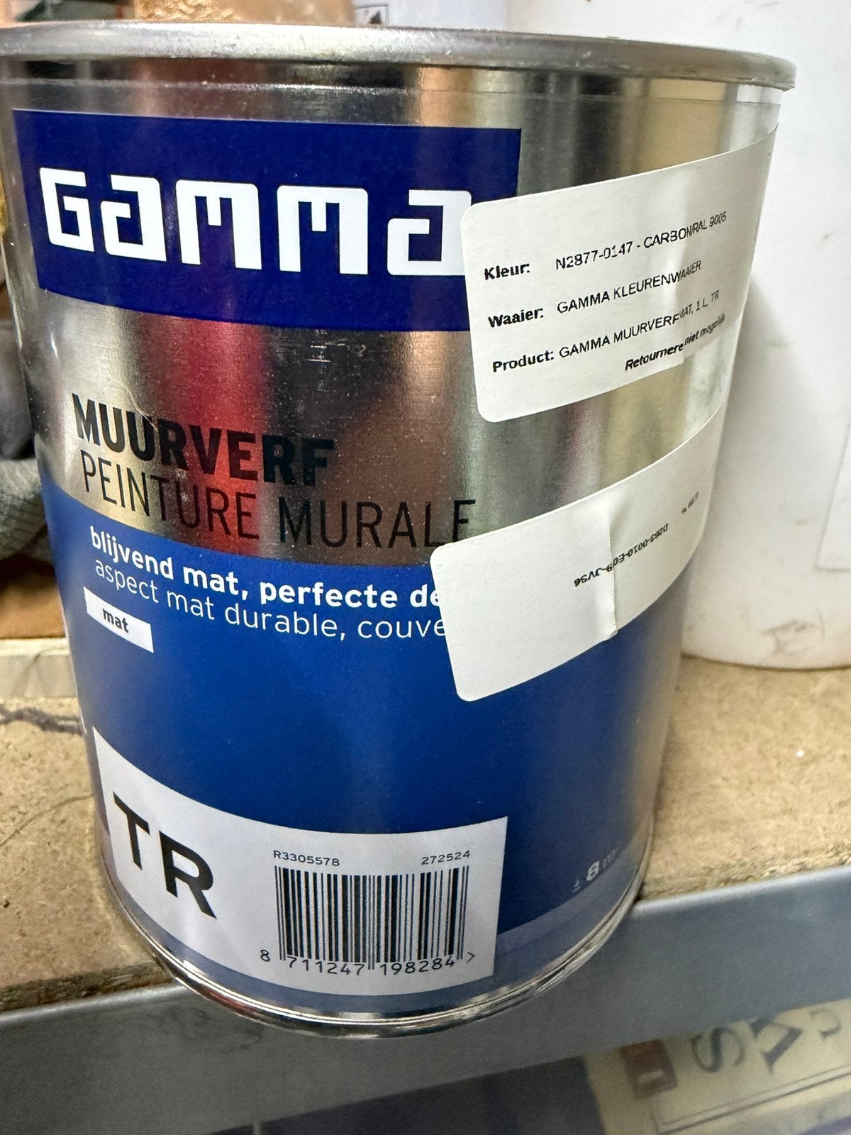 Gamma zwarte muurverf ongeopend!, Doe-het-zelf en Bouw, Verf, Beits en Lak, Ophalen, Nieuw
