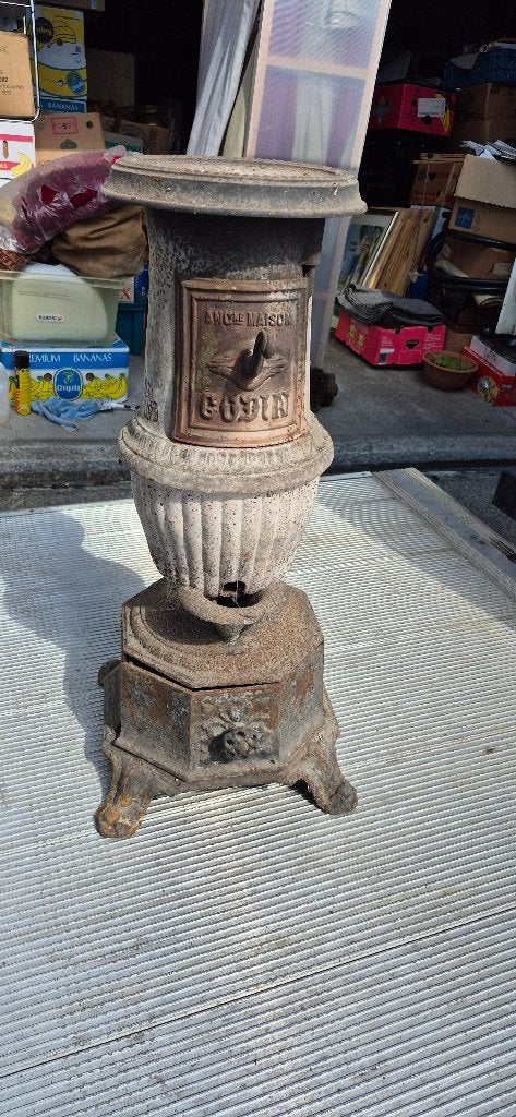 Poêle Godin ancien, Enlèvement, Utilisé, Bois, Autoportant
