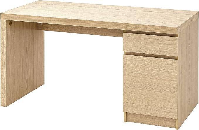Bureau IKEA MALM beige – 140x65 cm, Maison & Meubles, Scandinave, 65 cm, Comme neuf, Enlèvement