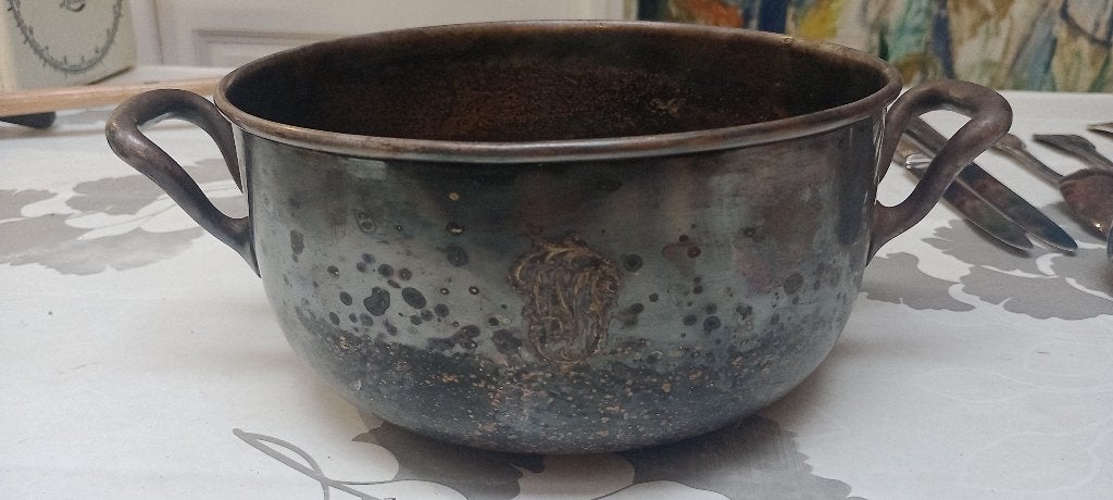 Casserole Ancien Métal Argenté A. Krupp Berndorf, Antiquités & Art, Enlèvement ou Envoi