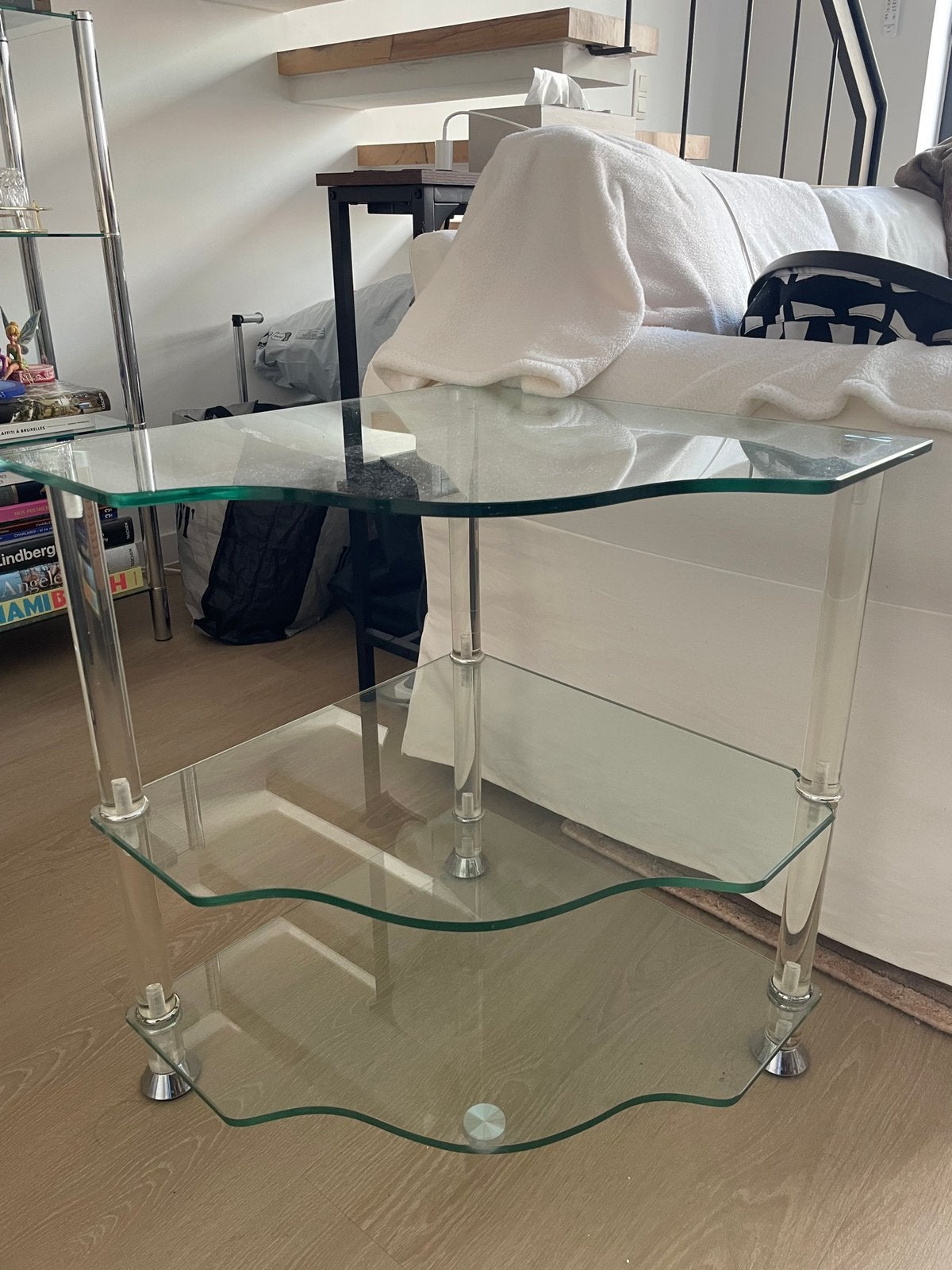 Étagère en verre, Huis en Inrichting, Tafels | Bijzettafels, Ophalen, Zo goed als nieuw, Glas