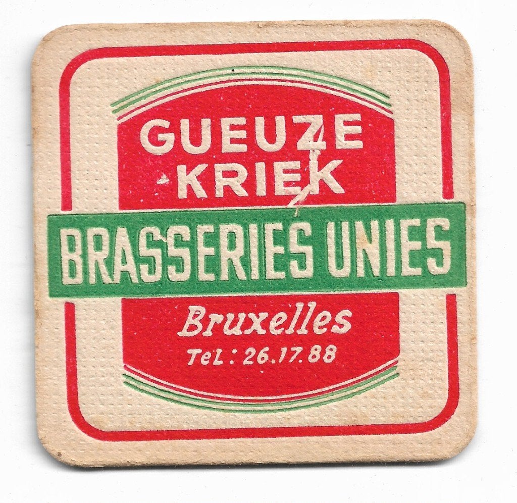 sous-bock Gueuze-Kriek brasseries unies, Enlèvement ou Envoi, Comme neuf, Sous-bock