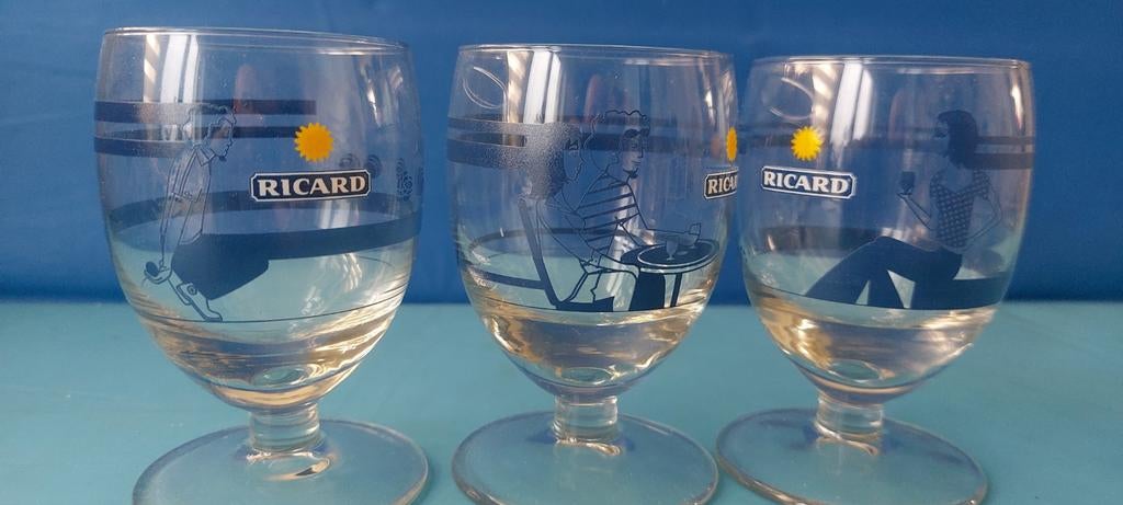 Verres Ricard petanquespelers, Ophalen of Verzenden