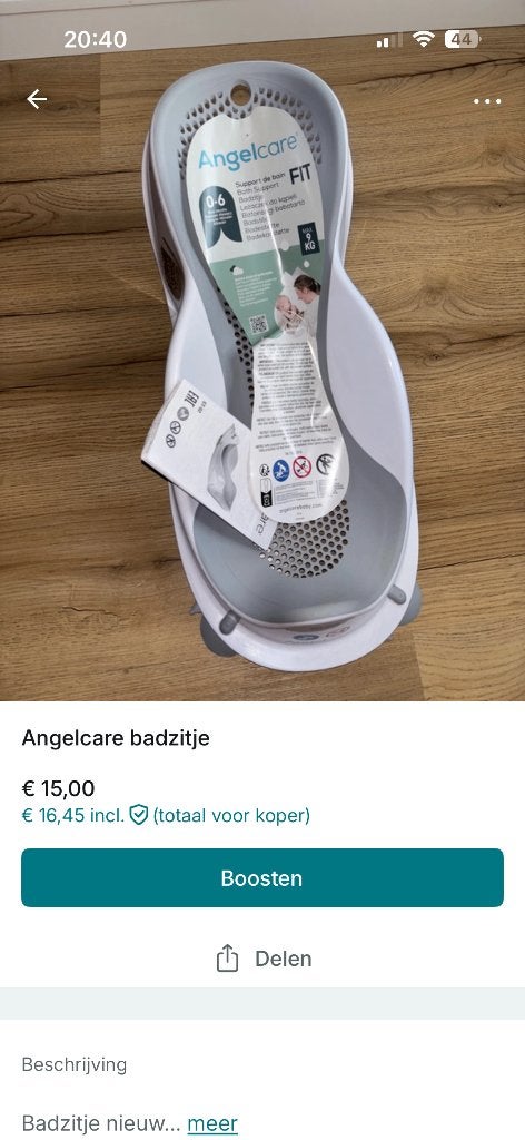 Angelcare badzitje, Ophalen, Nieuw, Badzitje of Badring, Overige merken