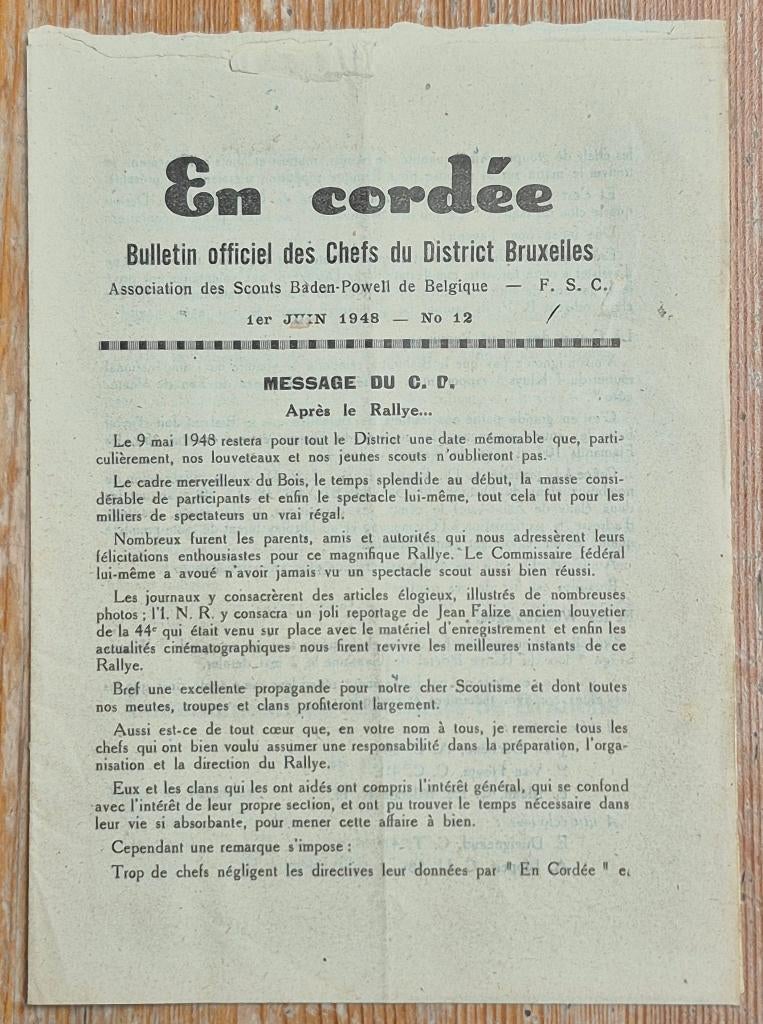 En cordée 1948 Bulletin Chefs FSC scouts scoutisme, Enlèvement ou Envoi, Utilisé, Livre ou Revue