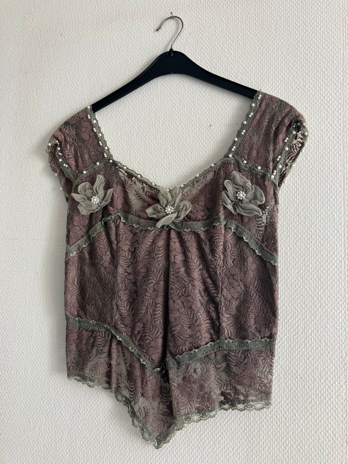 Kanten topje/bloesje, maat M., Kleding | Dames, Topjes, Ophalen of Verzenden, Zo goed als nieuw, Maat 38/40 (M)
