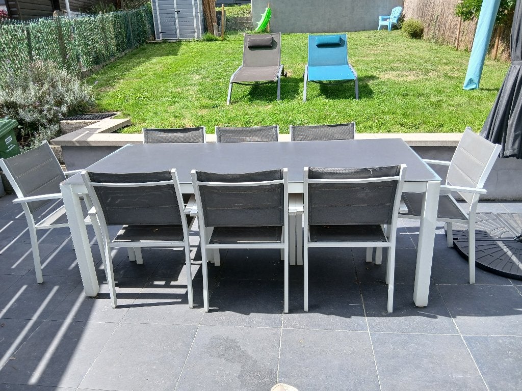 Table et chaises de jardin, Jardin & Terrasse, Enlèvement, Utilisé, 8 places, Sets de jardin