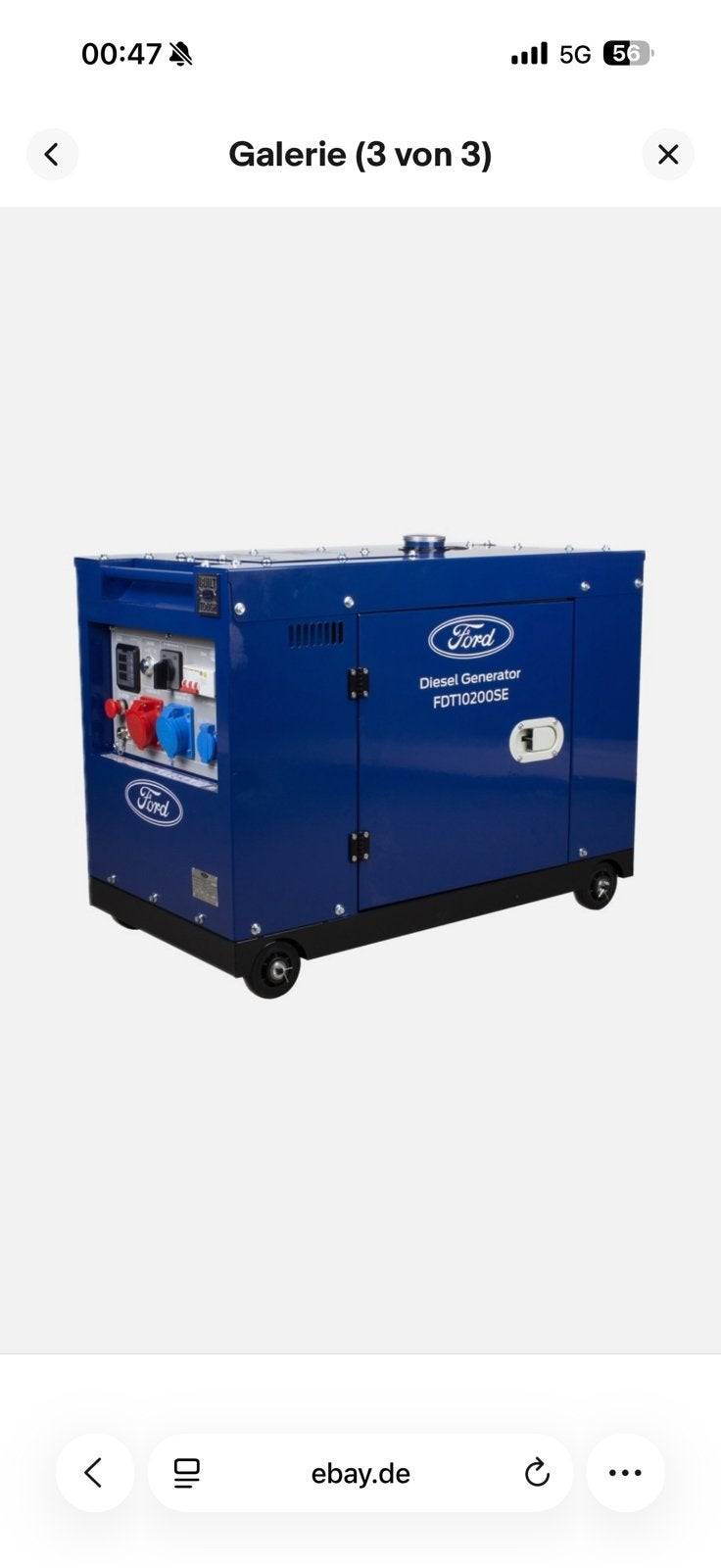 GROUPE ÉLECTROGÈNE FORD 7,9 KVA DIESEL NEUF 1950€!, Bricolage & Construction, Générateurs, Neuf, 5 à 10 kVA, Démarrage électrique