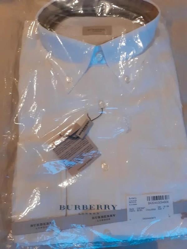 Burberry hemd wit, bewerkt linnen, size 4, NIEUW, Wit, Nieuw, Ophalen of Verzenden, Halswijdte 41/42 (L)