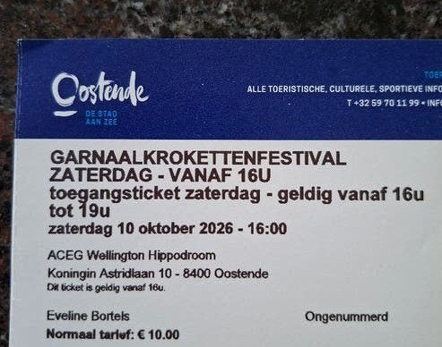 Tickets Garnaalkrokettenfestival Oostende, Tickets en Kaartjes, Drie personen of meer