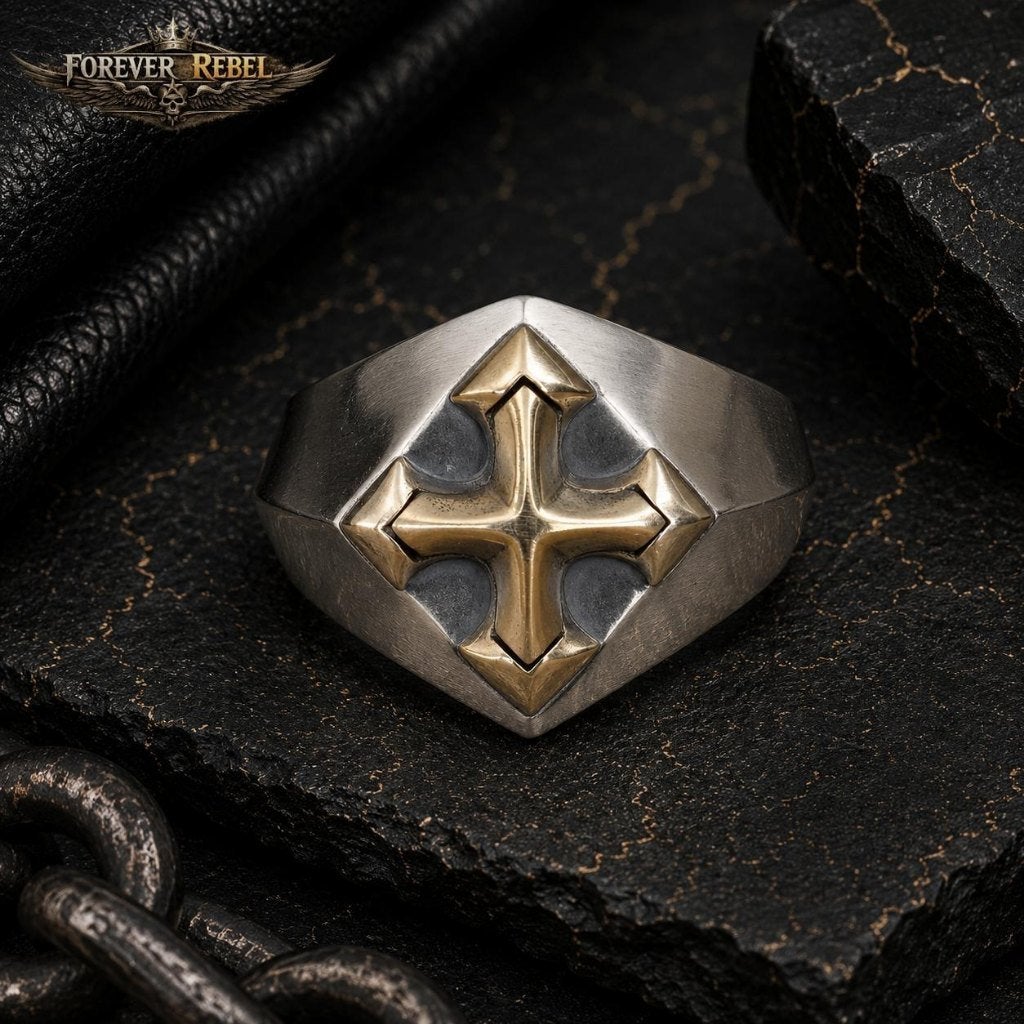Cross of the Warden - 925 Zilver - Diverse Maten, Bijoux, Sacs & Beauté, Bagues, Neuf, Femme ou Homme, Argent, Argent