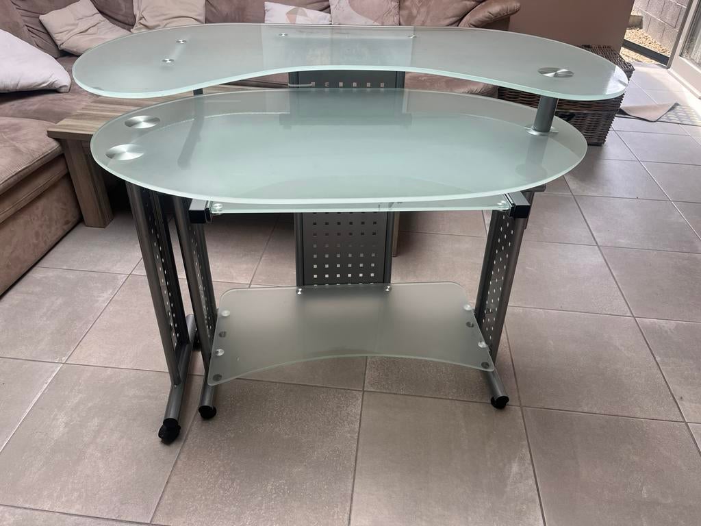 Bureau en verre modulable., Verre, Enlèvement, Utilisé, 75 cm ou plus
