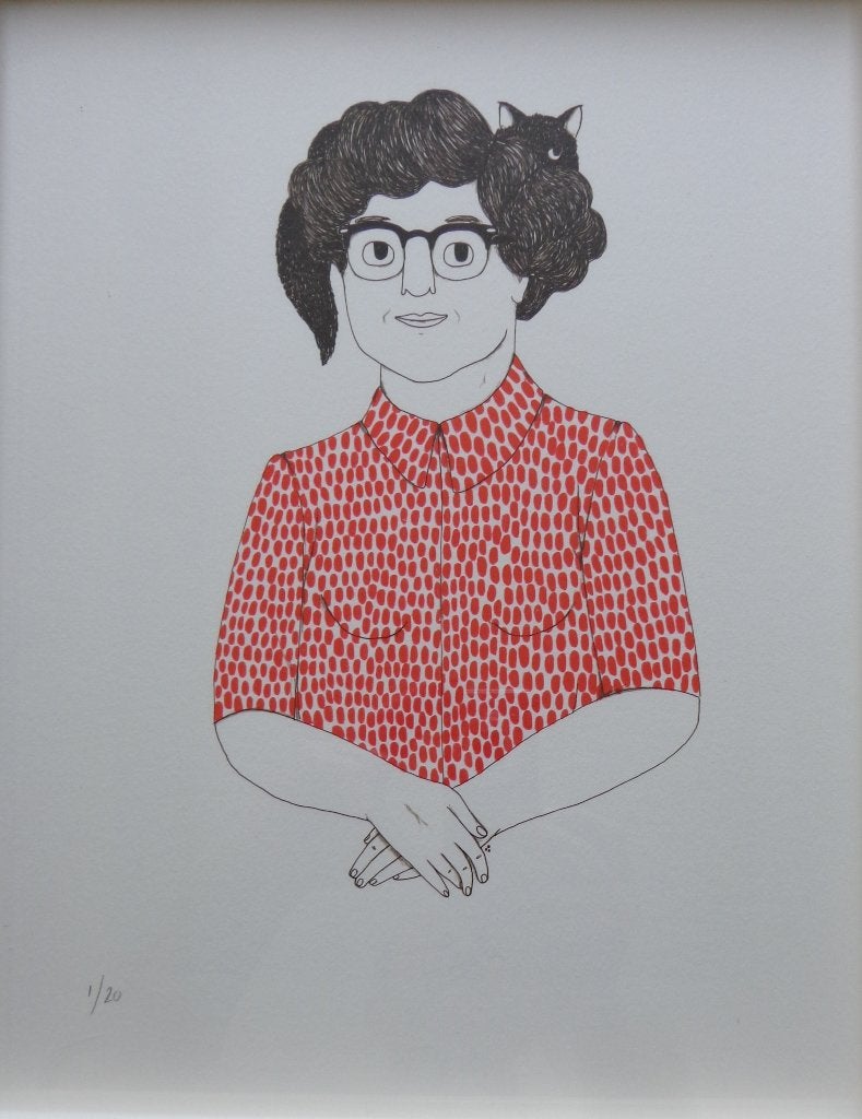 ELISA MUNSO / MISS CATBANTRY / KLEURLITHO / 42x32cm / KADER, Antiek en Kunst, Ophalen of Verzenden