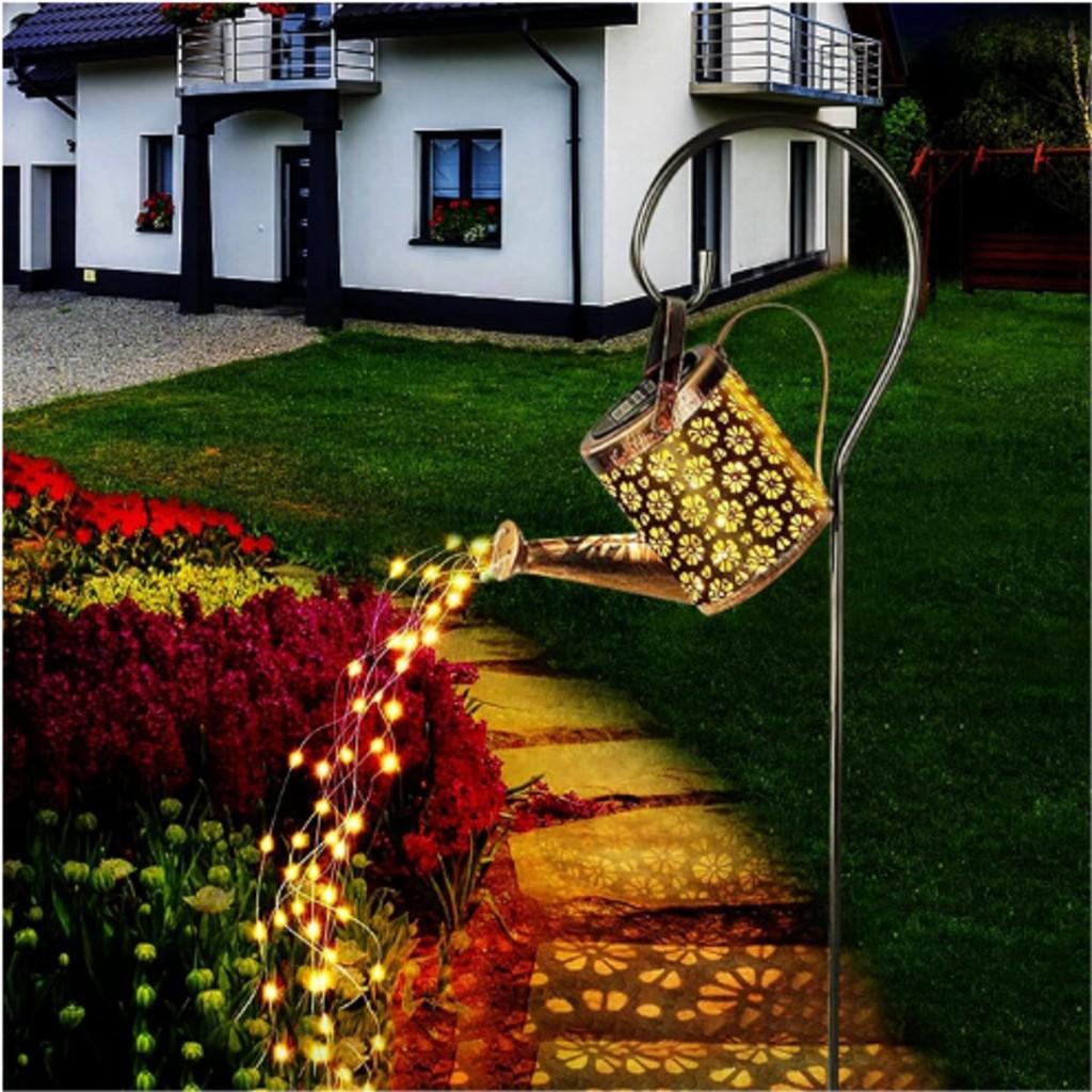 sfeervolle gieter met verlichting, Tuin en Terras, Buitenverlichting, Nieuw, Vloerlamp, Aluminium, Zonne-energie, Licht-donker-sensor