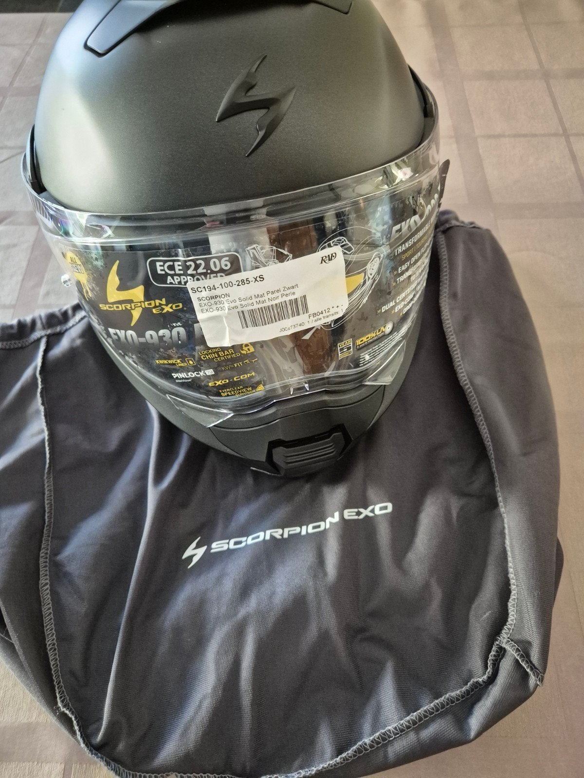 Scorpion EXO 930 Evo mat black  'XS' systeemhelm, Ophalen, XS, Systeemhelm
