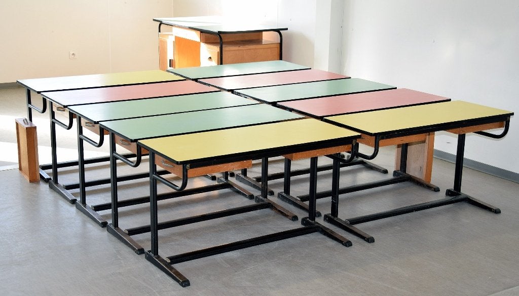 Obumex bankjes 2 personen met zijschuif, Maison & Meubles, Autres marques, 40 cm, Bureau duo, Vintage