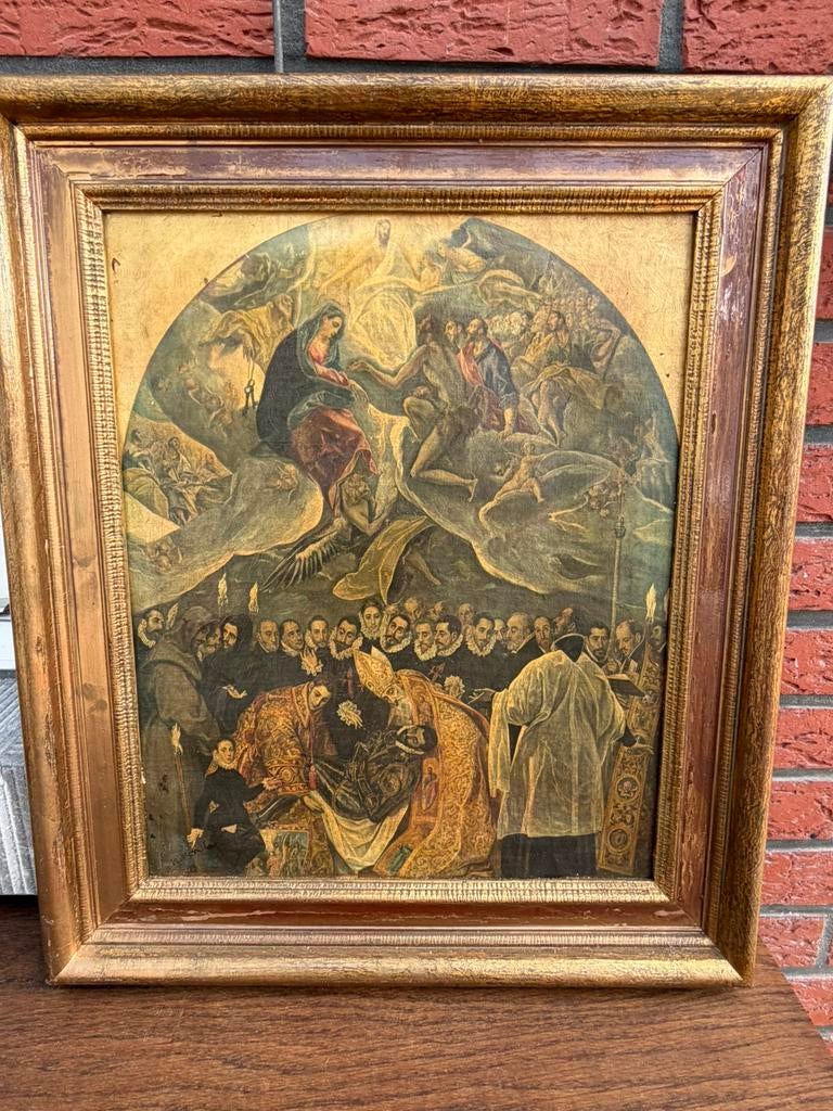 Antiek schilderij de begrafenis van de graaf Orzag, Ophalen of Verzenden