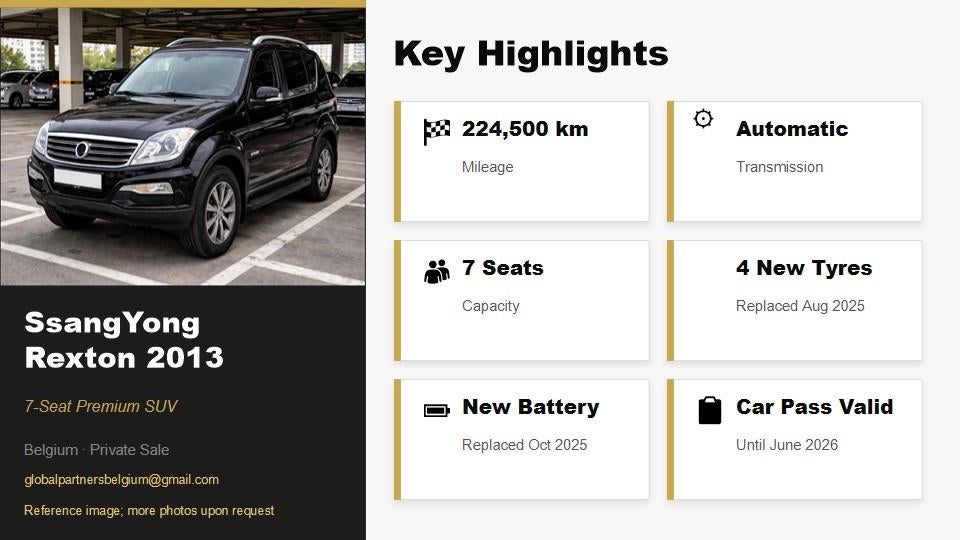 Ssangyong New Rexton 4X4 5500 euros, Autos, Cuir, Euro 5, 7 places, Noir