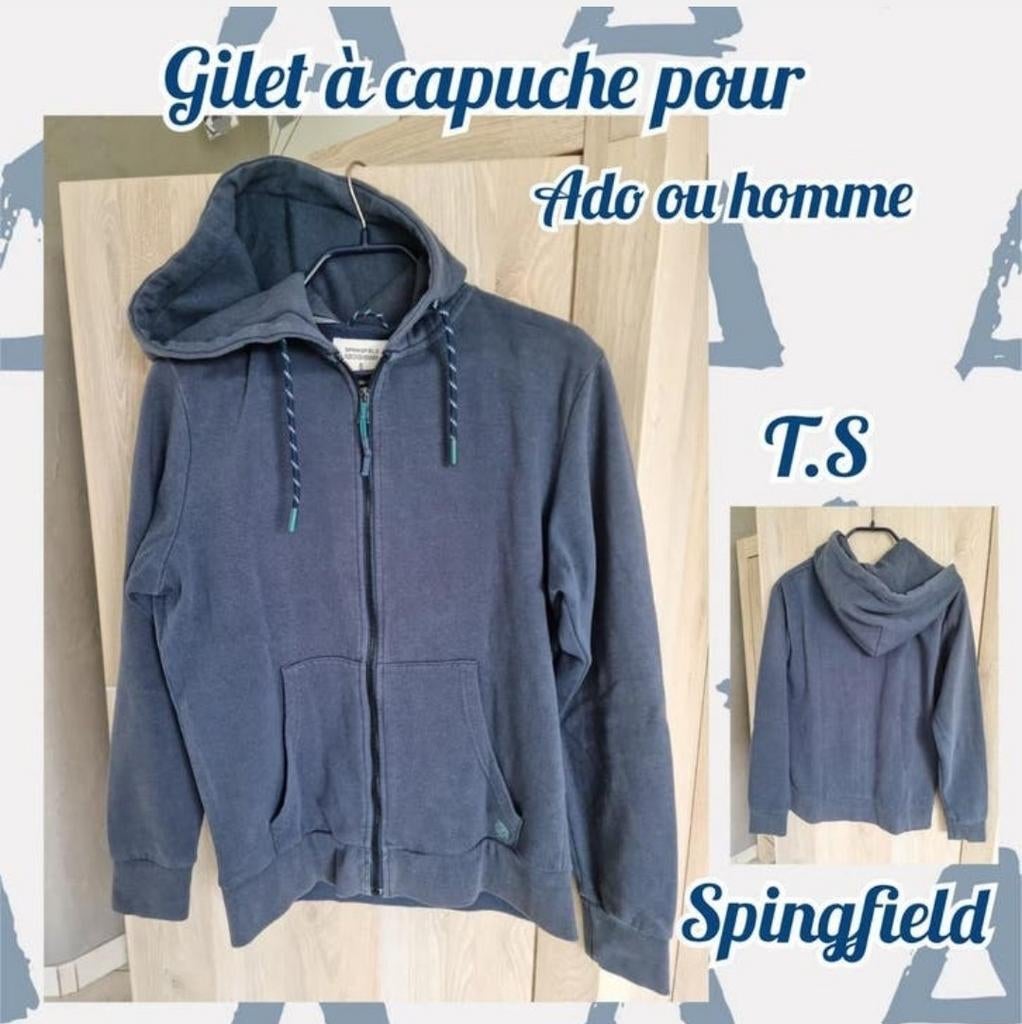 Gilet à capuche ML pour homme ou ado-Bleu-Springfield-T.S, Kleding | Heren, Truien en Vesten, Ophalen, Blauw, Overige maten, SPRINGFIELD.