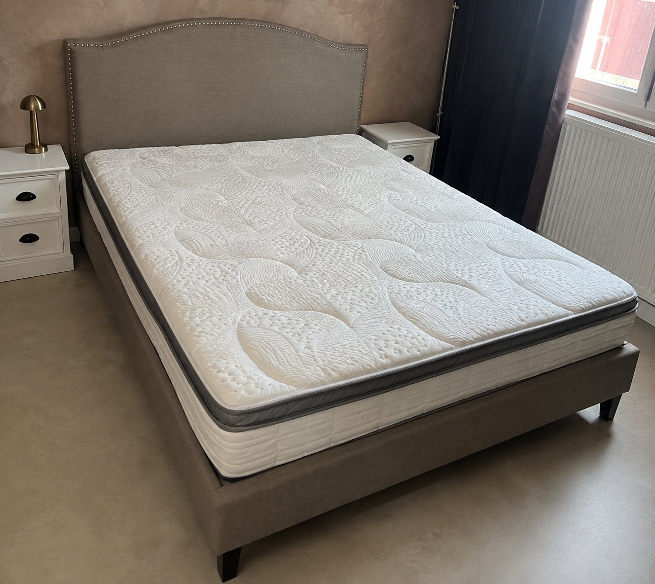 Lit complet la redoute, Enlèvement, Comme neuf, Beige, 200 cm