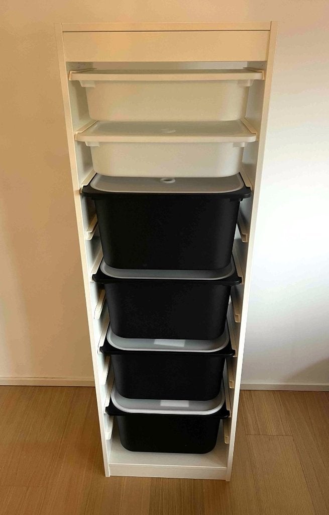 Rangement IKEA TROFAST blanc 145 cm + 6 bacs, Enfants & Bébés, 105 cm ou plus, Comme neuf, Enlèvement, Moins de 75 cm
