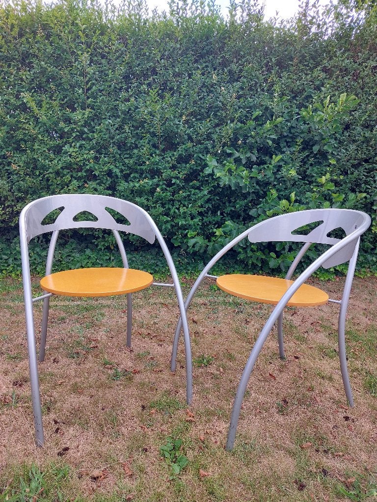 Set van 2 vintage designstoelen, jaren 90, postmoderne stijl, Huis en Inrichting, Stoelen, Ophalen, Postmodern, Memphis-stijl, jaren 90, vintage