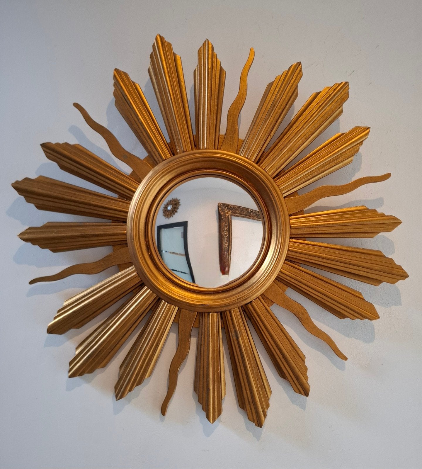 Zonnespiegel Miroir soleil convexe Deknudt bois 1970 rare., Enlèvement ou Envoi