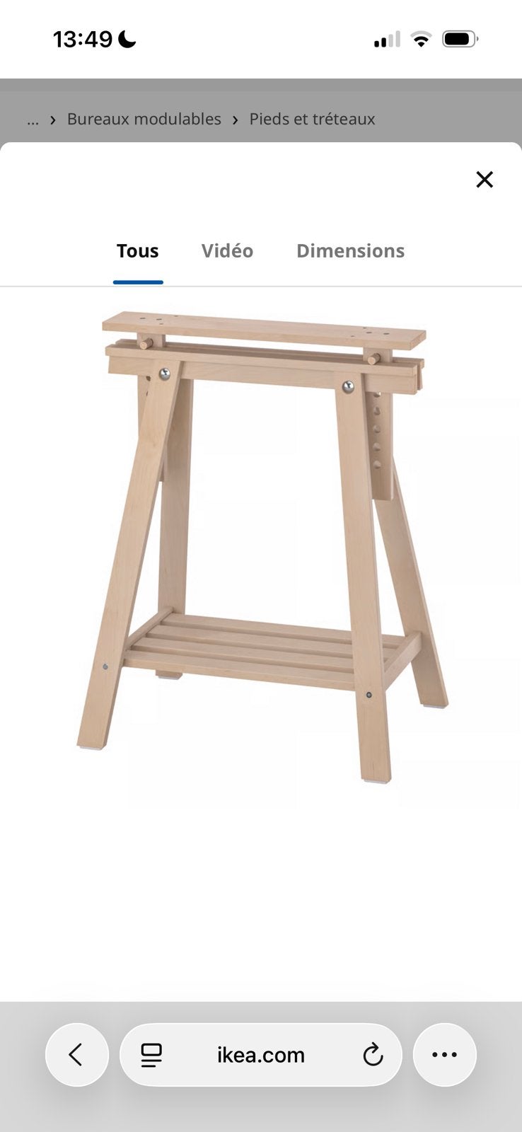 Treteaux + Plateau pour bureau, Enlèvement, Utilisé, IKEA