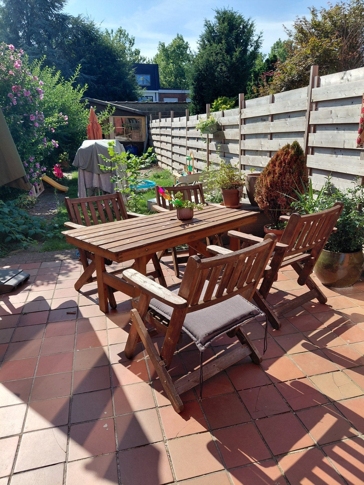 Volledige set tuintafel en stoelen, Jardin & Terrasse, Ensembles de jardin, Salons de jardin, Chaise, Enlèvement