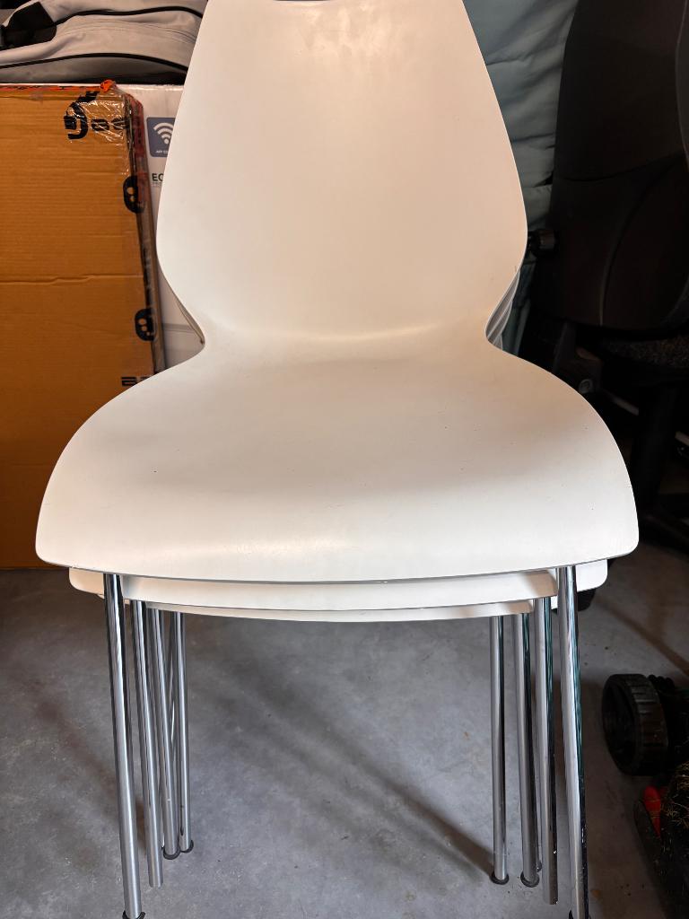 Stoelen kartel vintage, Strak moderne stijl, Métal, Enlèvement, Blanc