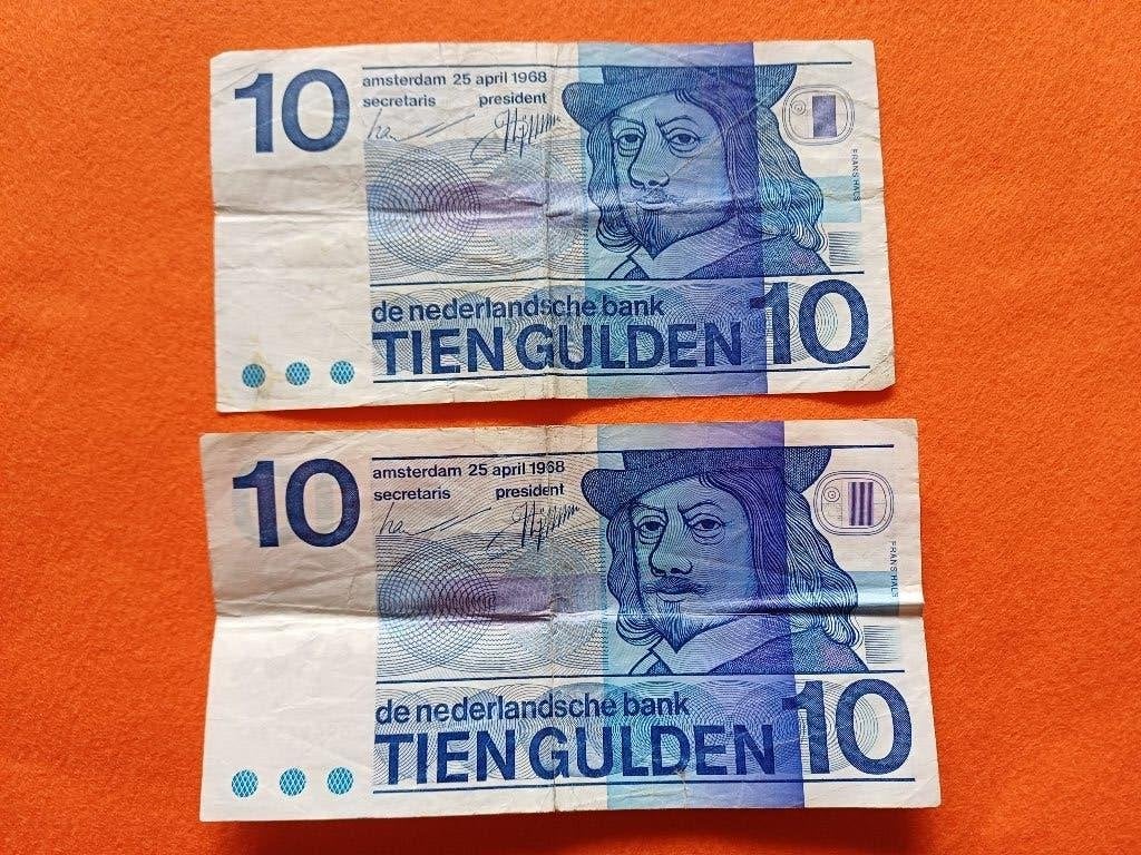 2 biljetten 10 gulden, Postzegels en Munten, Munten en Bankbiljetten | Verzamelingen, Ophalen, Munten