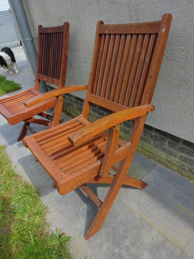 teak tuinstoelen, Tuin en Terras, Ophalen, Gebruikt, Hout, Inklapbaar