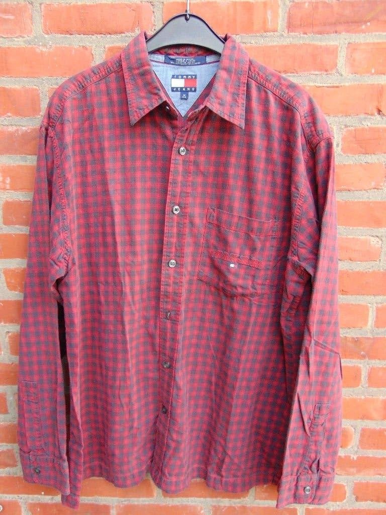 Dik hemd Tommy Jeans in nette staat, Ophalen of Verzenden, Gedragen, Rood, Halswijdte 43/44 (XL)