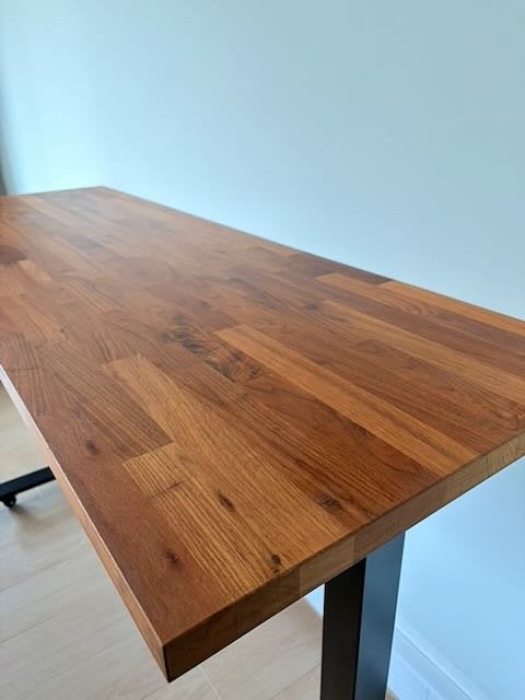 Elektrische zit-sta bureau met dubbele motor walnoot tafel, Ophalen, Zit-sta bureau, 63 cm, Hout