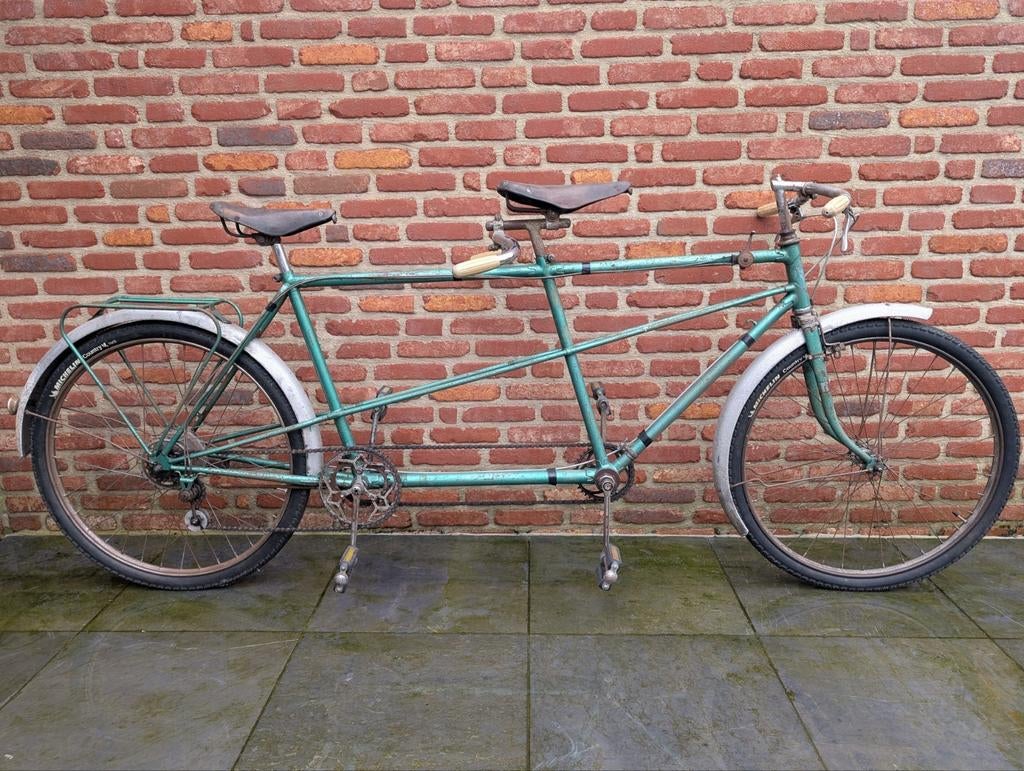 Vintage sporttandem groen, Fietsen en Brommers, Ophalen, Zo goed als nieuw