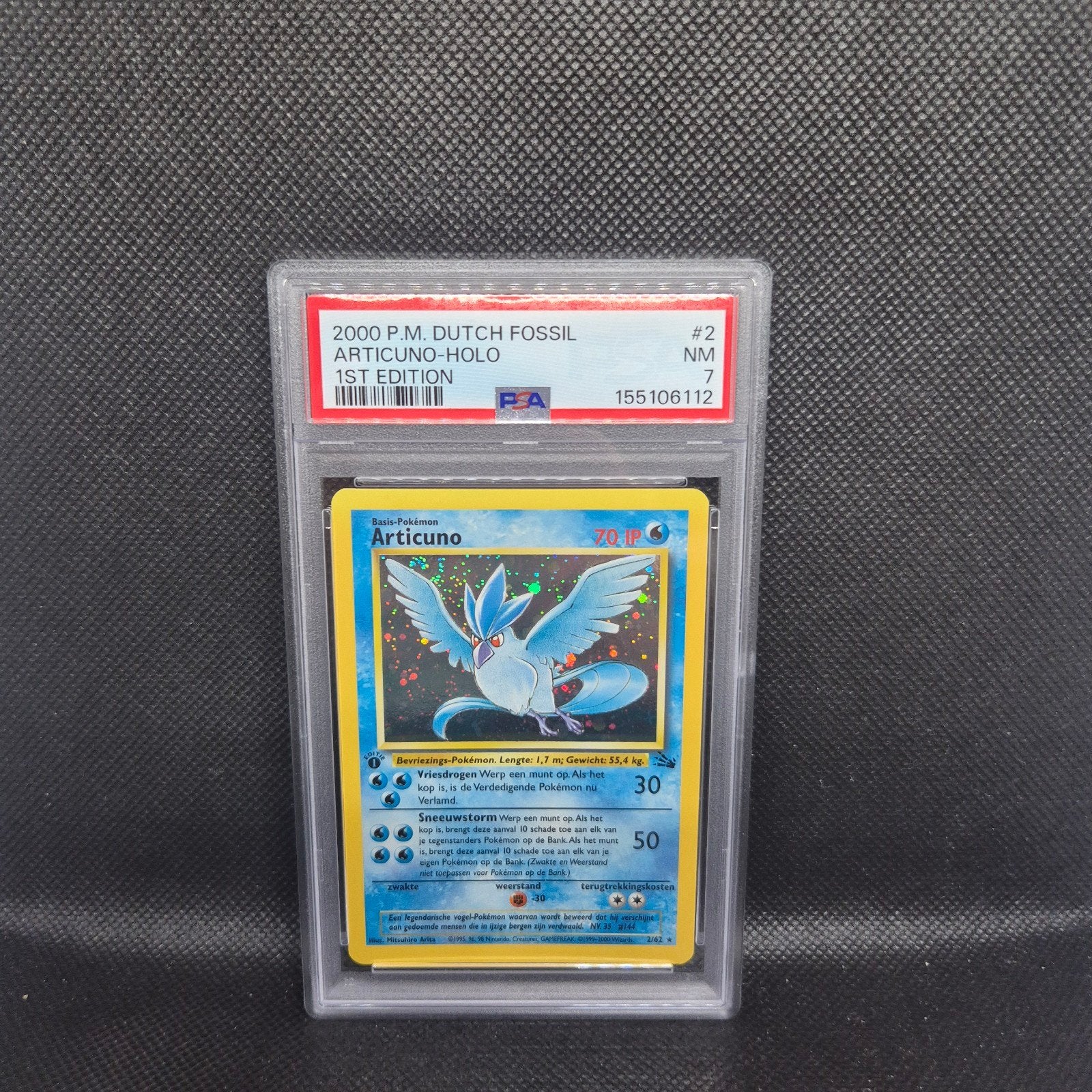 Articuno Holo 1st edition NL Fossil PSA 7, Enlèvement ou Envoi