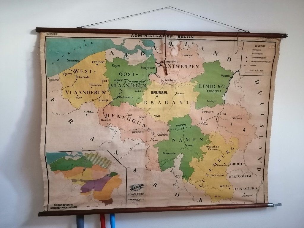 schoolplaat België, Antiquités & Art, Antiquités | Cartes scolaires, Enlèvement, Géographie