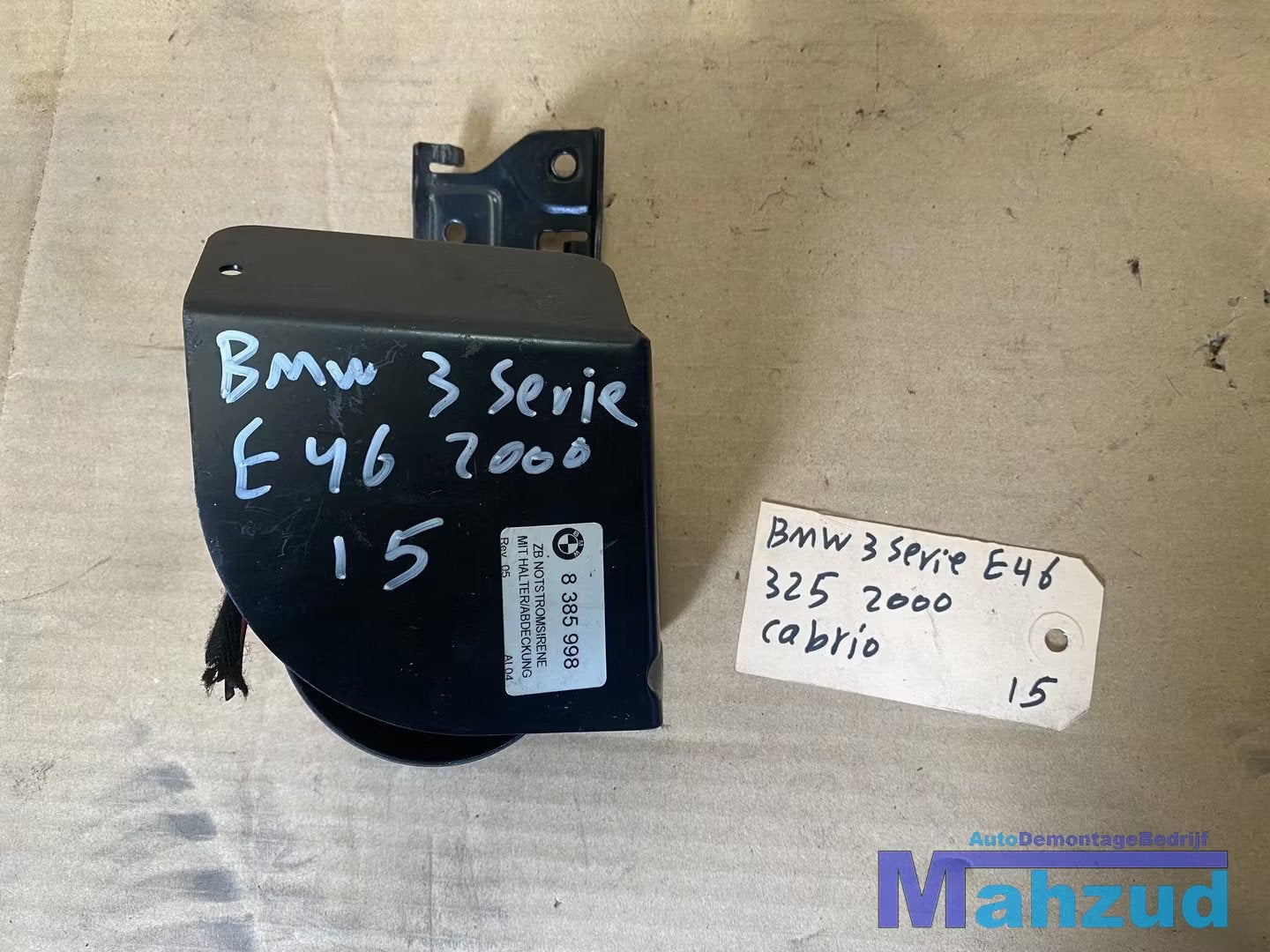 BMW 3 SERIE E46 ALARM Sirene 8385998, Petuelring 130
80788  Munich, DE, Info@bmw.de, Utilisé, BMW