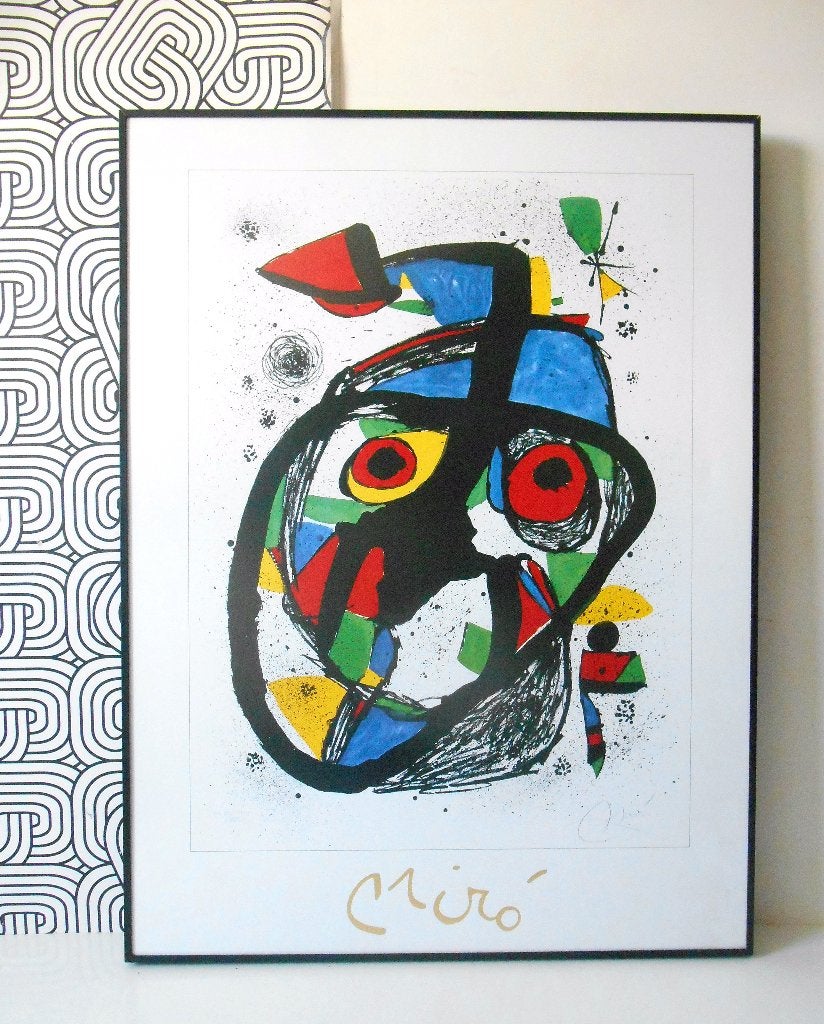 Joan Miro - Lithographie surréaliste dans un cadre XXL, 81 cm, Objet de décoration, Enlèvement, Encadré