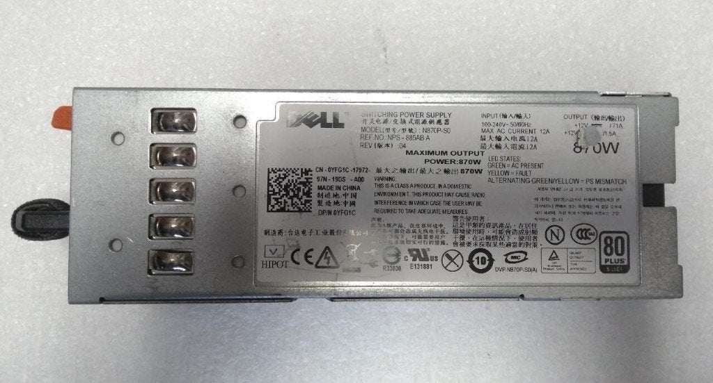 Dell OEM 870W Power Supply for PowerEdge R710 / T610, Ophalen of Verzenden, Zo goed als nieuw