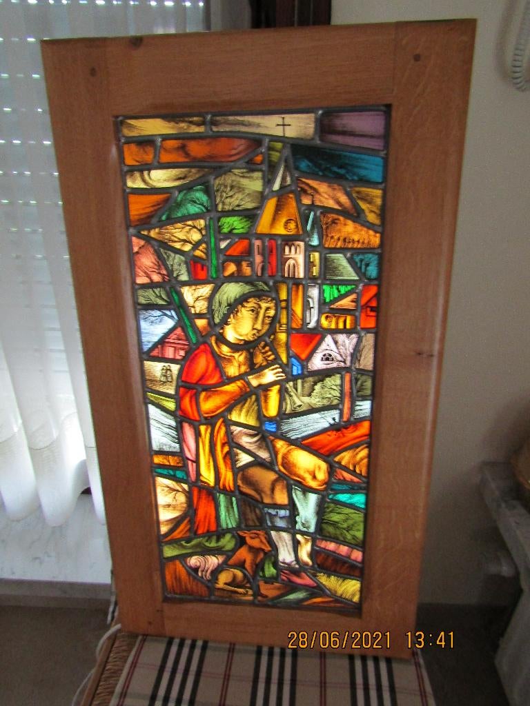 "Fluitspeler in loodglas"., Antiek en Kunst, Ophalen of Verzenden
