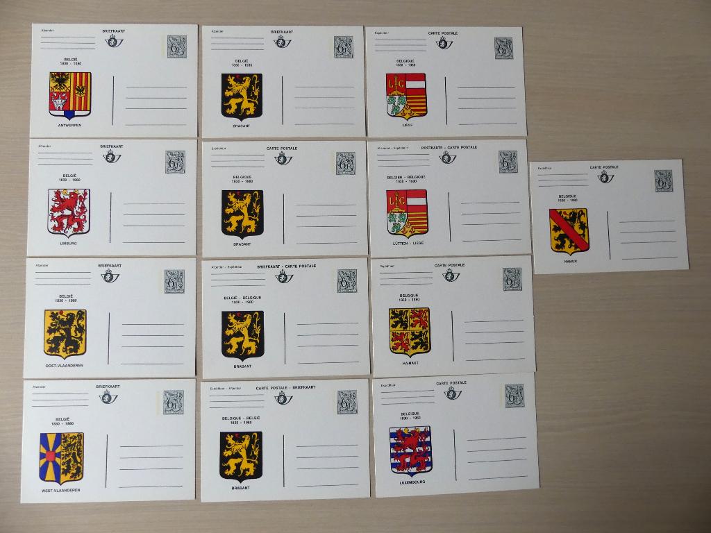 1980 - BK15/BK27 :  13 briefkaarten wapenschilden provincies, Ophalen of Verzenden, Postfris
