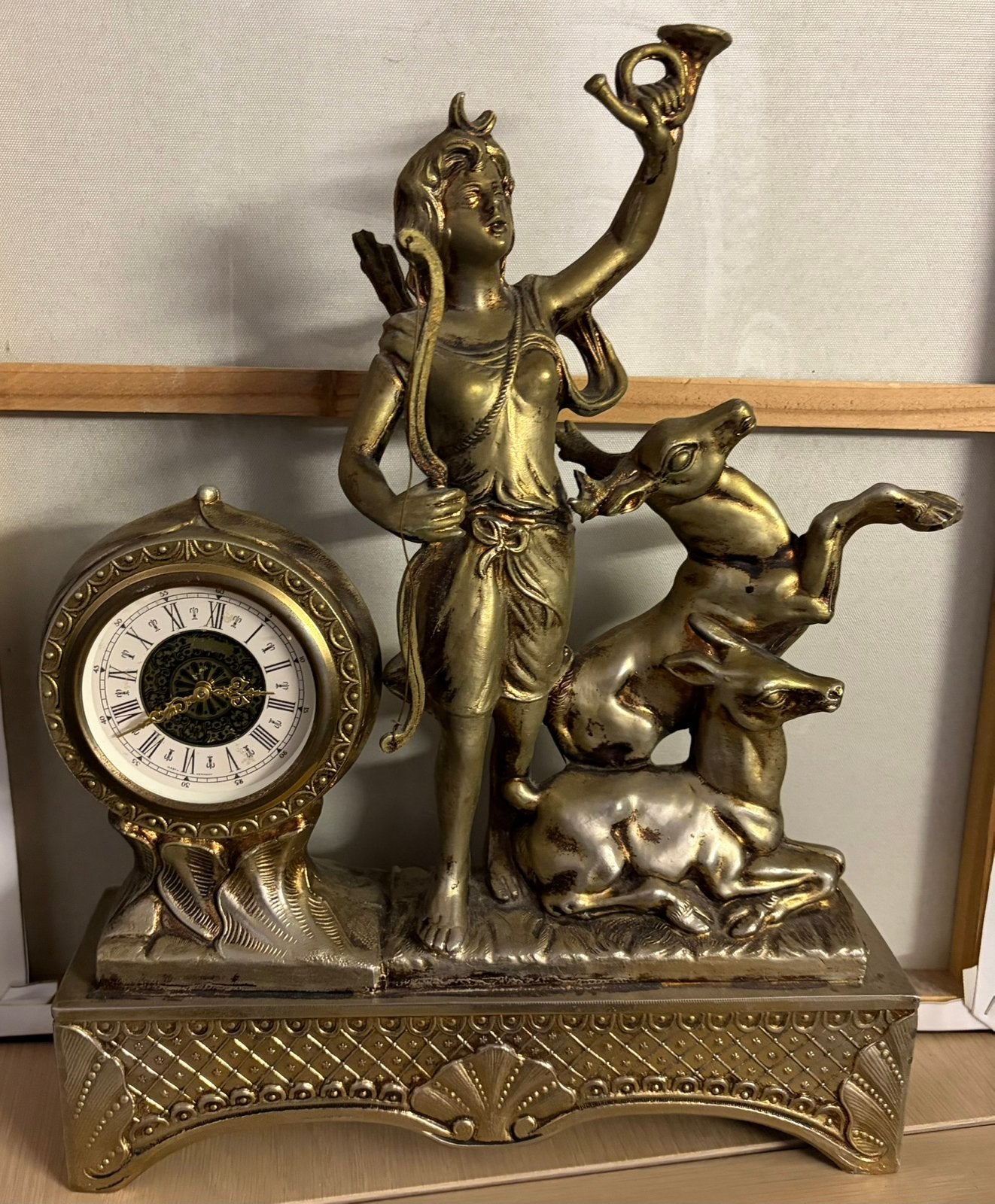 Vintage Italiaanse schoorsteenklok Godin Diana(M.M made Ital, Antiek en Kunst, Ophalen