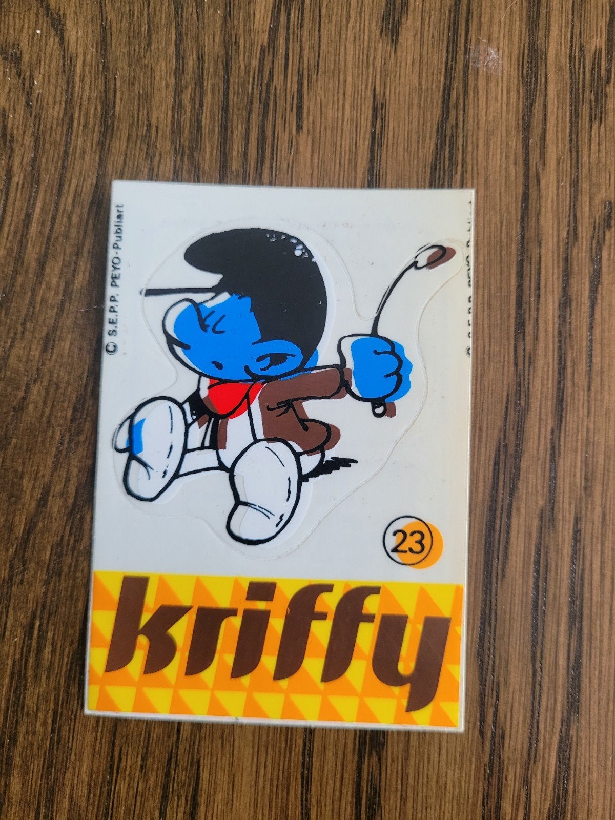 autocollant ancien Les Schtroumpfs Kriffy numéro 23, Collections, Enlèvement ou Envoi