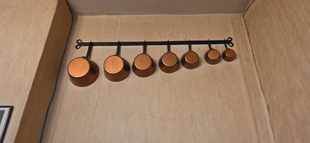 batterie de cuisine en cuivre étamé jamais servie, Huis en Inrichting, Ophalen, Koper, Pannenset, Zo goed als nieuw