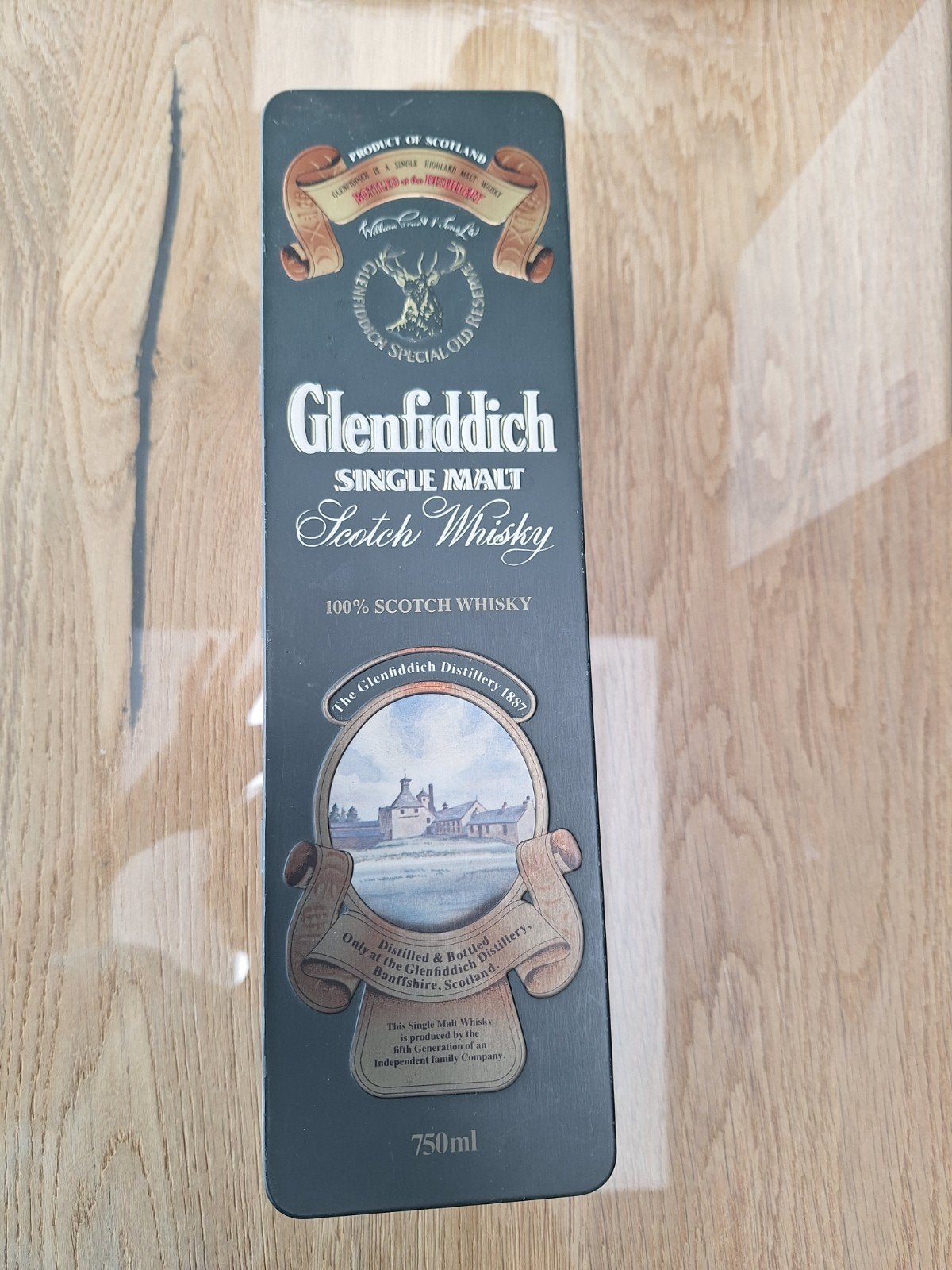 Glenfiddich metalen box, Verzamelen, Ophalen, Zo goed als nieuw, Overige, Overige merken
