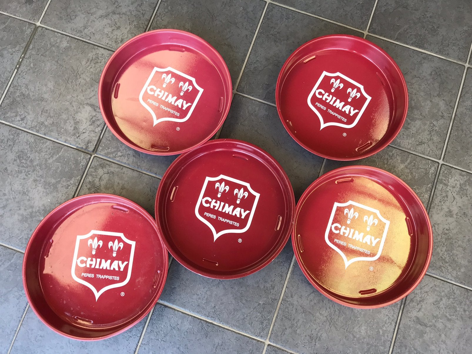 5 Chimay plateaus, Verzamelen, Ophalen of Verzenden, Gebruikt, Overige typen