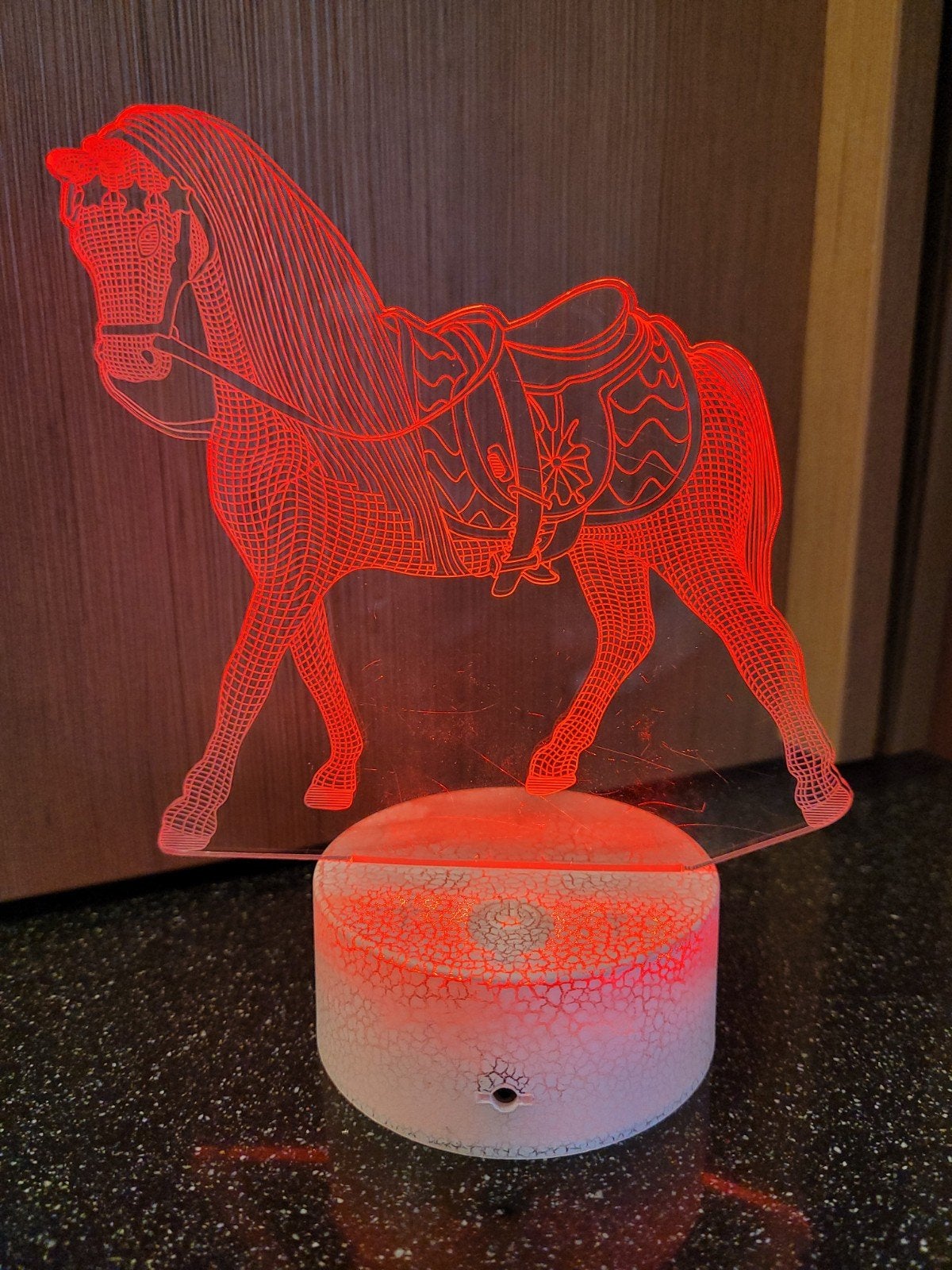 3D nachtlamp LED paardfiguur multikleur, Overige stijlen, Gebruikt, Met afstandsbediening, Kunststof
