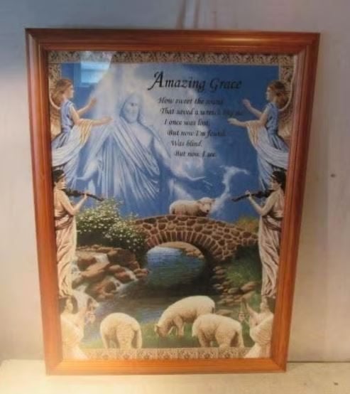 Superbe impression religieuse - Amazing Grace - 77x57, Antiquités & Art, Antiquités | Objets religieux, Enlèvement ou Envoi
