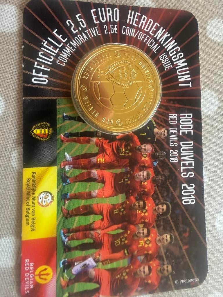 Coincard Belgie 2 1/2 Euro Rode Duivels 2018, Postzegels en Munten, Ophalen, 2 euro